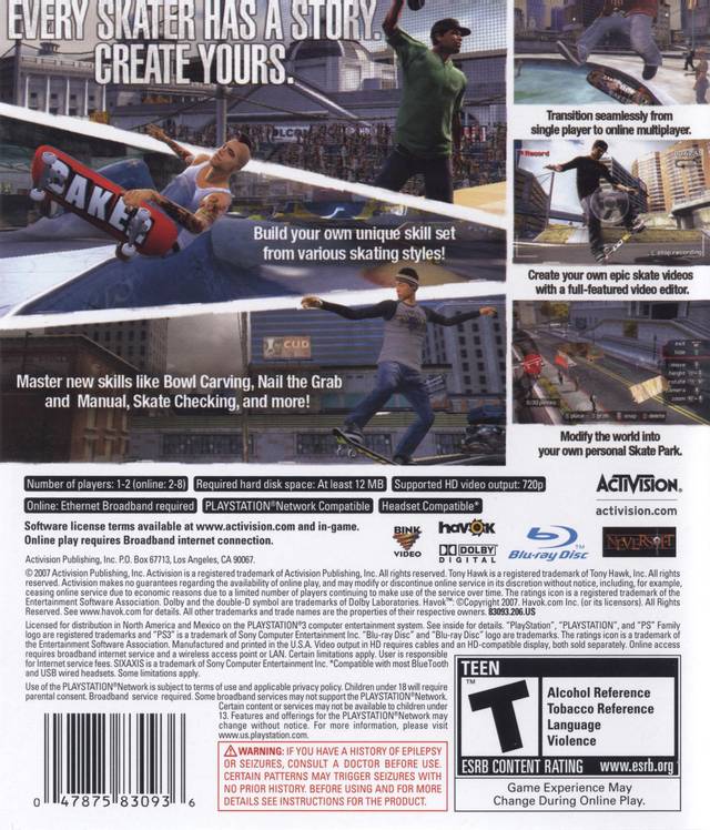 Tony Hawk's Proving Ground - (PS3) PlayStation 3 [Pre-Owned] Video Games Activision   