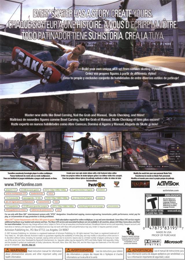 Tony Hawk's Proving Ground - Xbox 360 Video Games Activision   