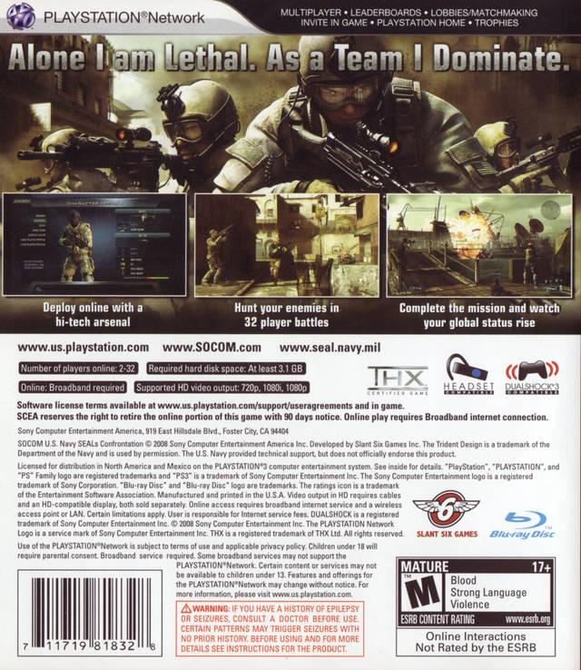 SOCOM: U.S. Navy SEALs Confrontation - (PS3) PlayStation 3 [Pre-Owned] Video Games SCEA   