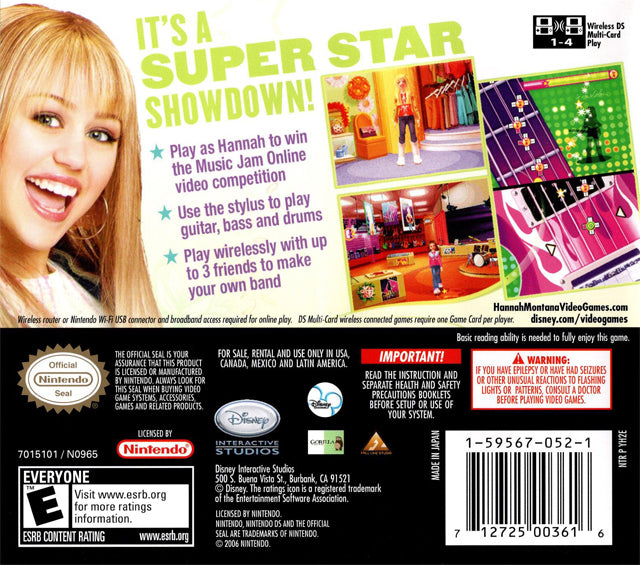Disney Hannah Montana: Music Jam - (NDS) Nintendo DS [Pre-Owned] Video Games Disney Interactive Studios   