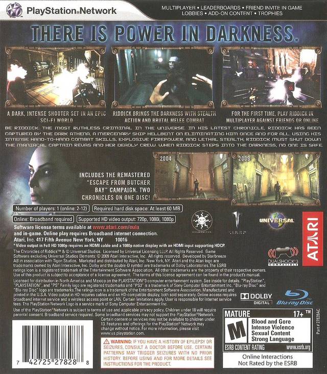 The Chronicles of Riddick: Assault on Dark Athena - (PS3) PlayStation 3 [Pre-Owed] Video Games Atari SA   