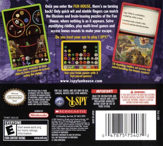 I SPY Fun House - (NDS) Nintendo DS Video Games Scholastic Inc.   