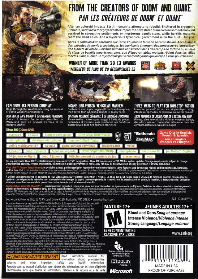 Rage (Anarchy Edition) - Xbox 360 [Pre-Owned] Video Games Bethesda   