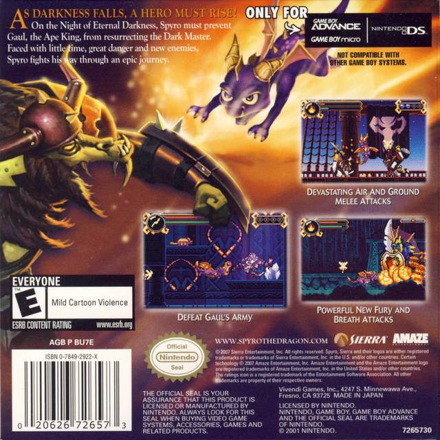 The Legend of Spyro: The Eternal Night - (GBA) Game Boy Advance [Pre-Owned] Video Games Sierra Entertainment   
