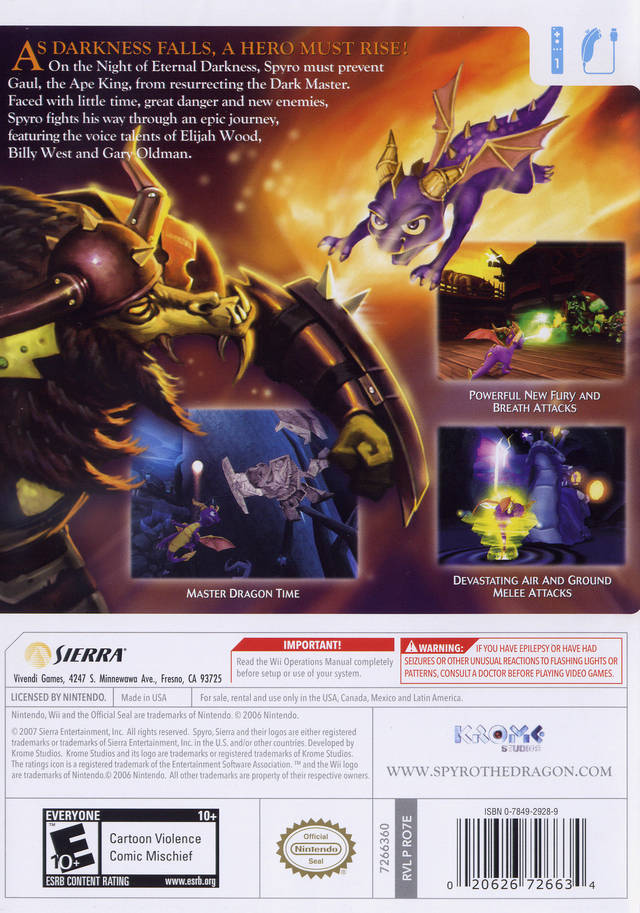 The Legend of Spyro: The Eternal Night - Nintendo Wii [Pre-Owned] Video Games Sierra Entertainment   