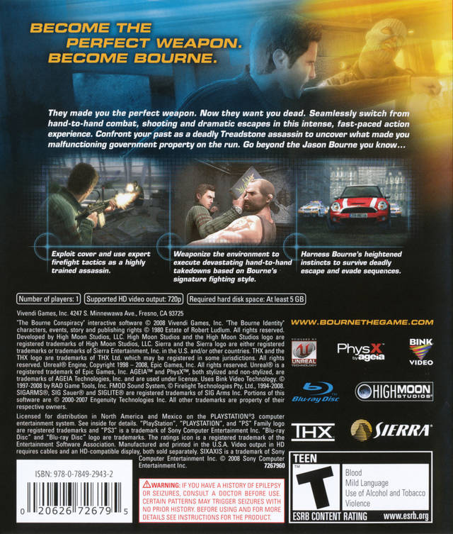 The Bourne Conspiracy - (PS3) PlayStation 3 [Pre-Owned] Video Games Sierra Entertainment   