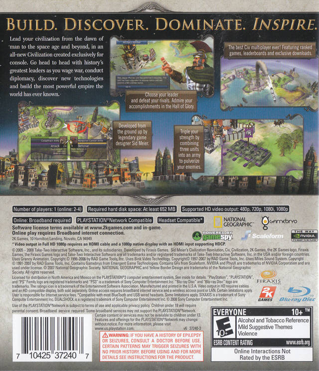 Sid Meier's Civilization Revolution - (PS3) PlayStation 3 [Pre-Owned] Video Games 2K Games   