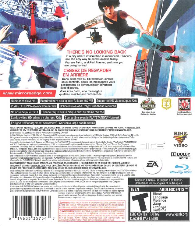 Mirror's Edge - (PS3) PlayStation 3 [Pre-Owned] Video Games EA Games   