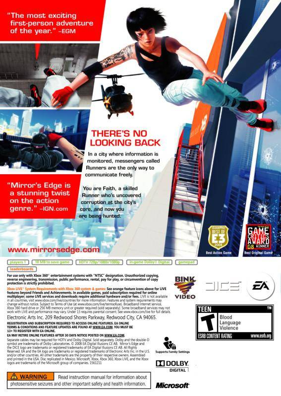 Mirror's Edge - Xbox 360 [Pre-Owned] Video Games EA Games   