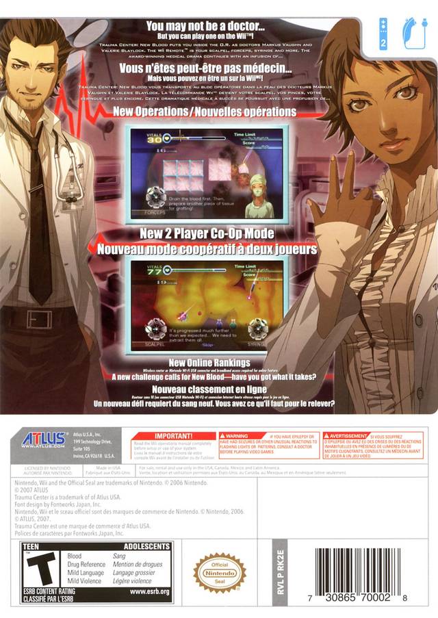 Trauma Center Second Opinion (Nintendo Wii, 2006) Complete