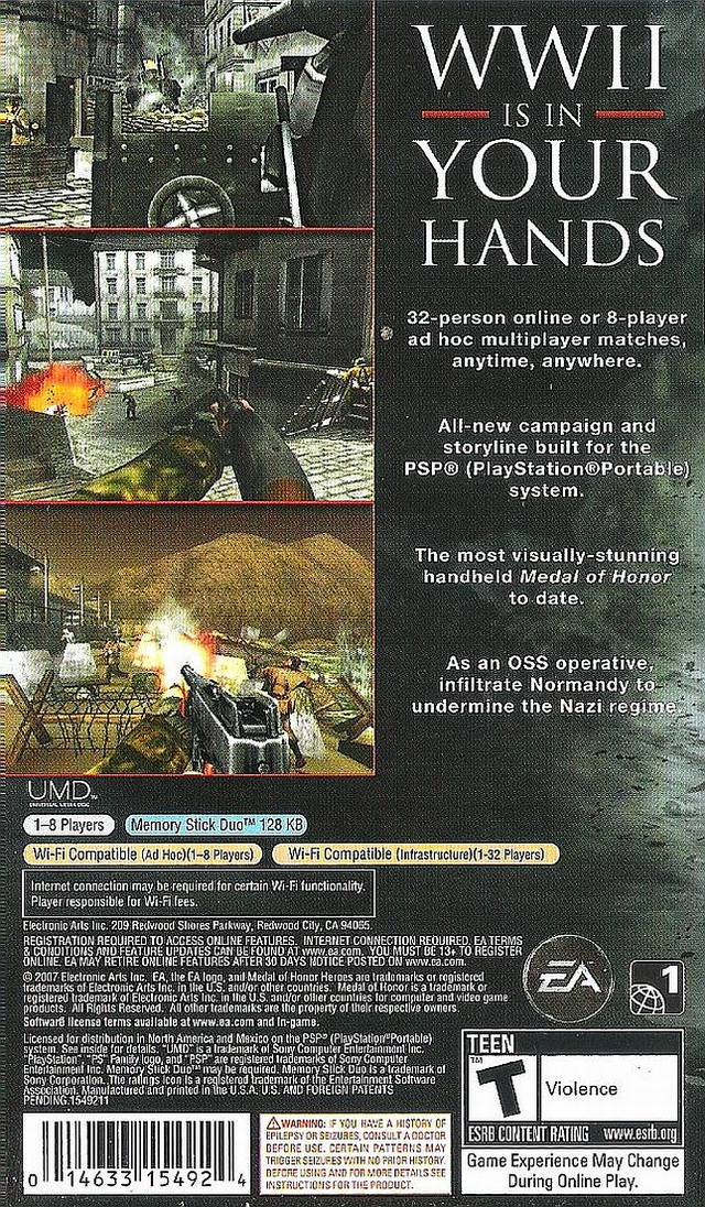 Medal of Honor Heroes 2 - PSP Video Games Electronic Arts   