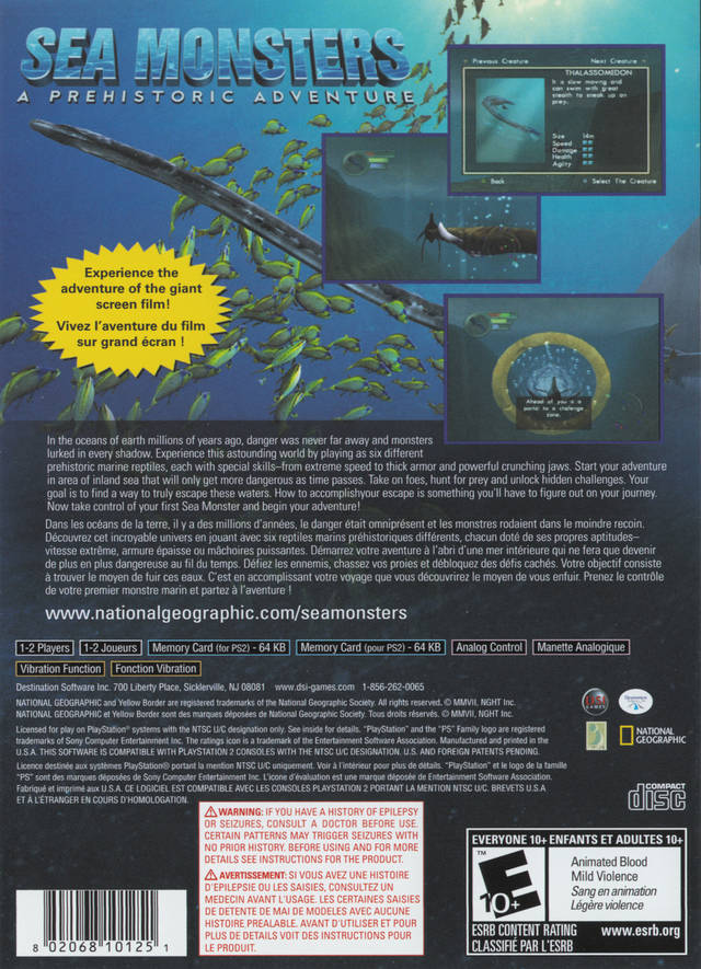 Sea Monsters: A Prehistoric Adventure - PlayStation 2 Video Games DSI Games   