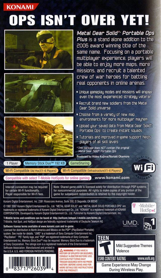 metal gear portable ops plus Metal Gear Solid : Portable Ops Plus PSP
