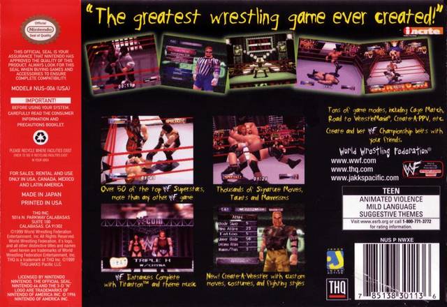 WWF WrestleMania 2000 - (N64) Nintendo 64 Video Games THQ   