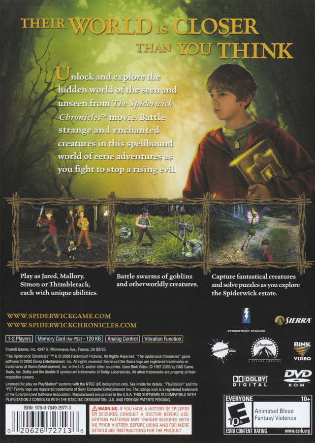 The Spiderwick Chronicles - (PS2) PlayStation 2 [Pre-Owned] Video Games Sierra Entertainment   