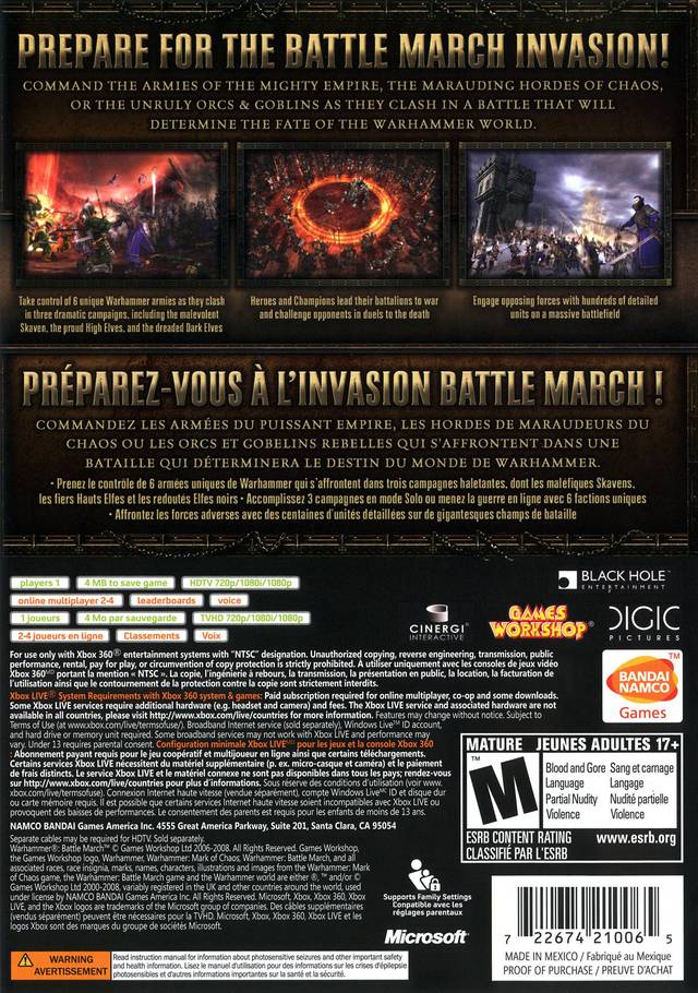 Warhammer: Battle March - Xbox 360 [Pre-Owned] Video Games Namco Bandai Games   