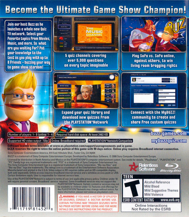 Buzz! Quiz TV - (PS3) PlayStation 3 [Pre-Owned] Video Games SCEA   