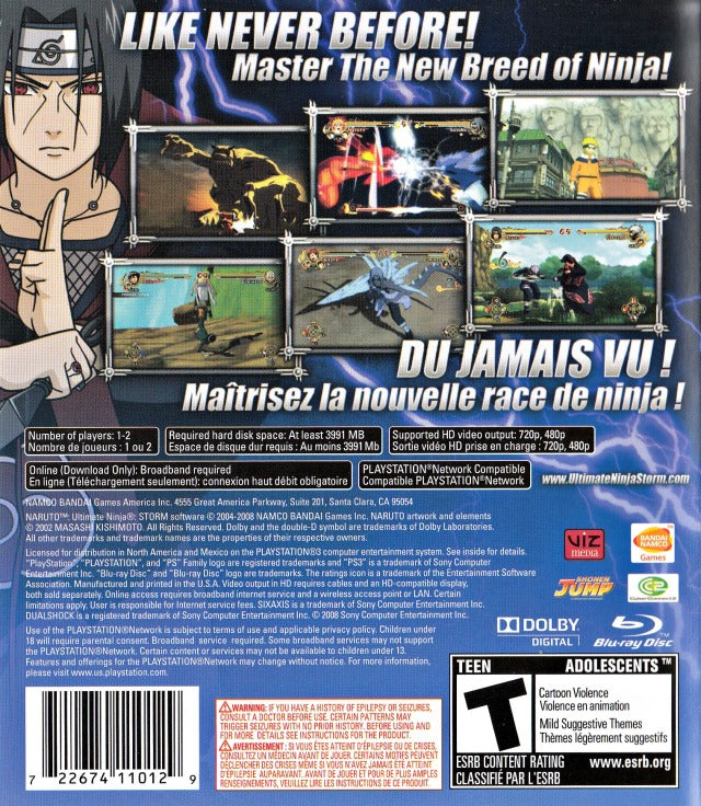 Naruto: Ultimate Ninja Storm - (PS3) PlayStation 3 Video Games Namco Bandai Games   