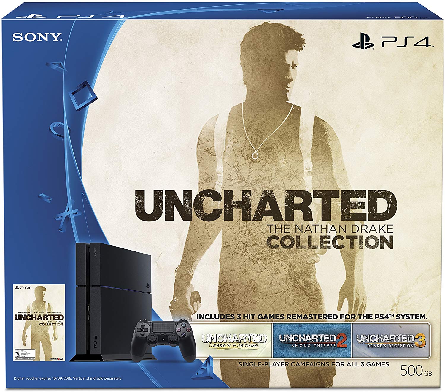 Sony PlayStation 4 Console 500GB (Uncharted: The Nathan Drake Collection Bundle - Digital Download Code) - (PS4) PlayStation 4 Consoles Sony