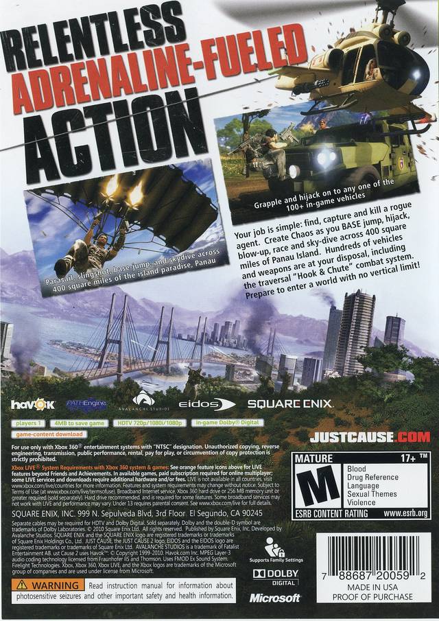 Just Cause 2 - Xbox 360 [Pre-Owned] Video Games Square Enix   