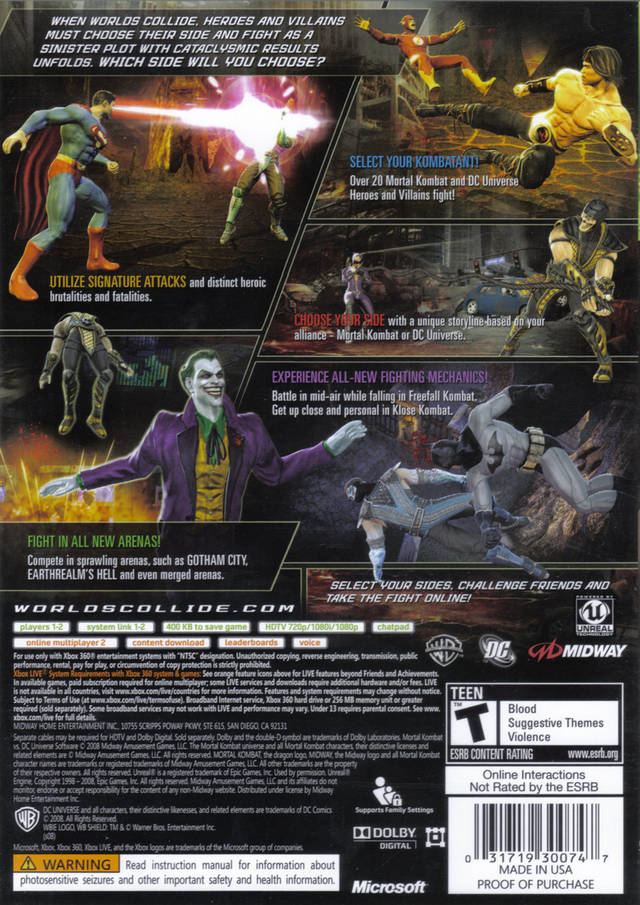 Mortal Kombat vs. DC Universe (Platinum Hits) - Xbox 360 Video Games Midway   