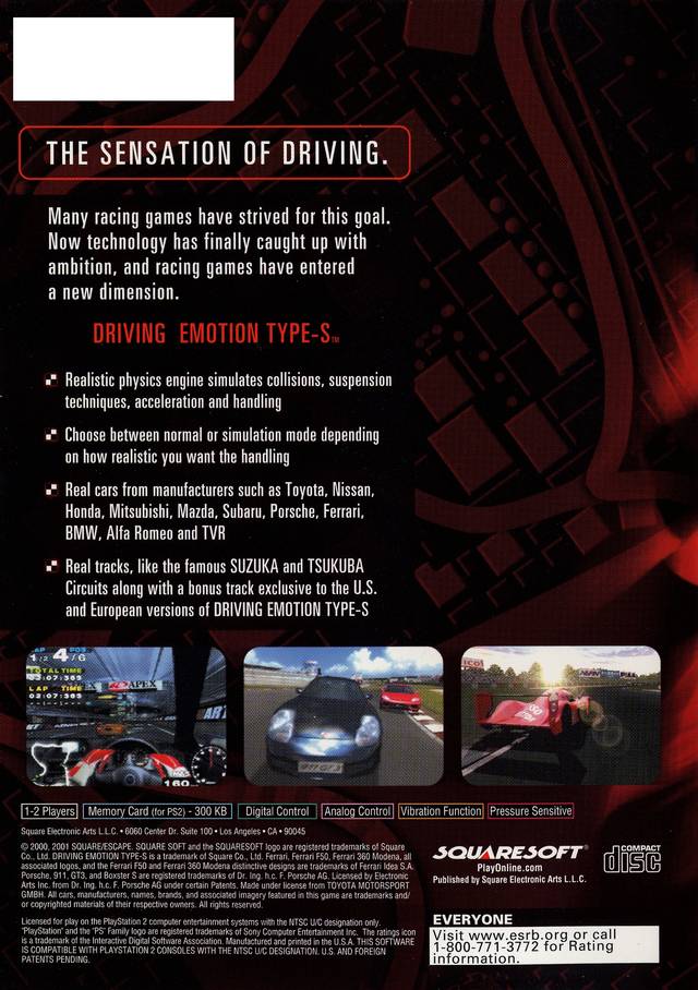 Driving Emotion Type-S - PlayStation 2 [Pre-Owned] Video Games SquareSoft   