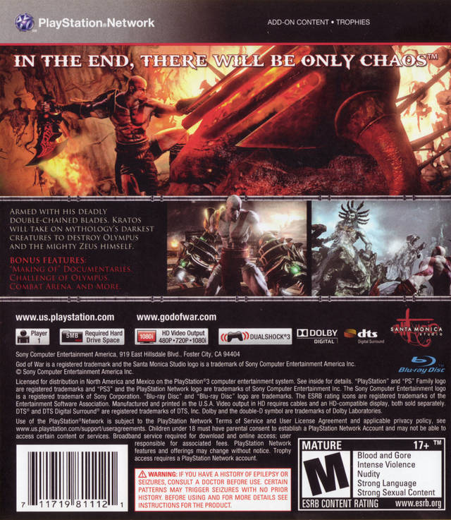 God of War III - (PS3) PlayStation 3 Video Games SCEA   