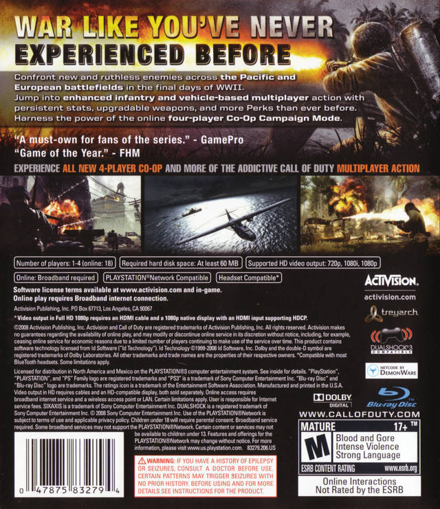 Call of Duty: World at War - (PS3) PlayStation 3 [Pre-Owned] Video Games Activision