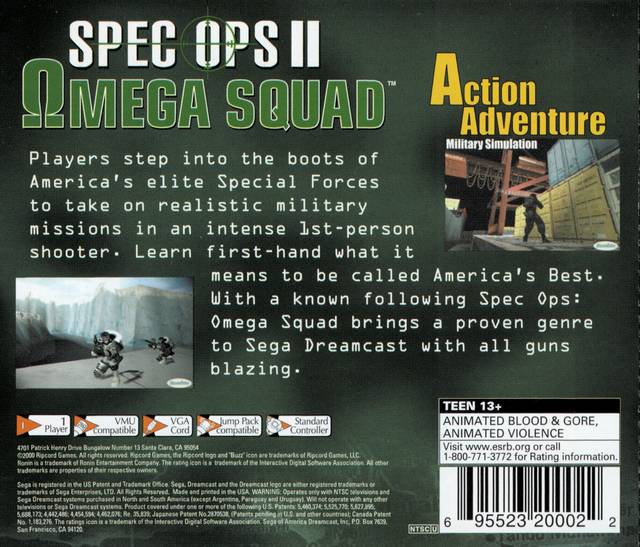 Spec Ops II: Omega Squad - (DC) SEGA Dreamcast Video Games Ripcord Games   