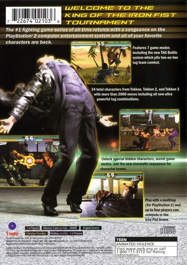 Tekken Tag Tournament - (PS2) PlayStation 2 Video Games BANDAI NAMCO Entertainment   