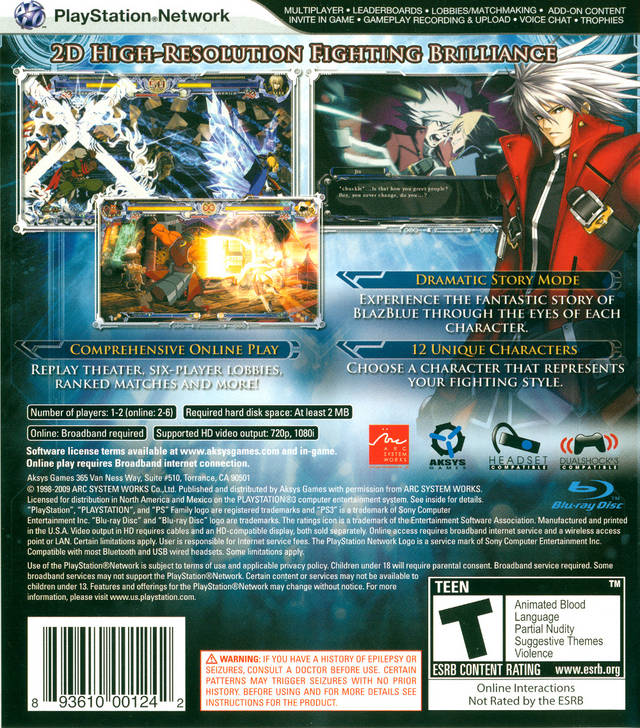 BlazBlue: Calamity Trigger - (PS3) PlayStation 3 [Pre-Owned] Video Games Aksys Games   