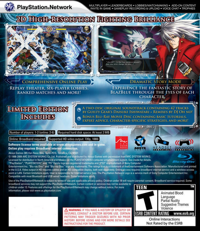 BlazBlue: Calamity Trigger (Limited Edition) - (PS3) PlayStation 3 [Pre-Owned] Video Games Aksys Games   