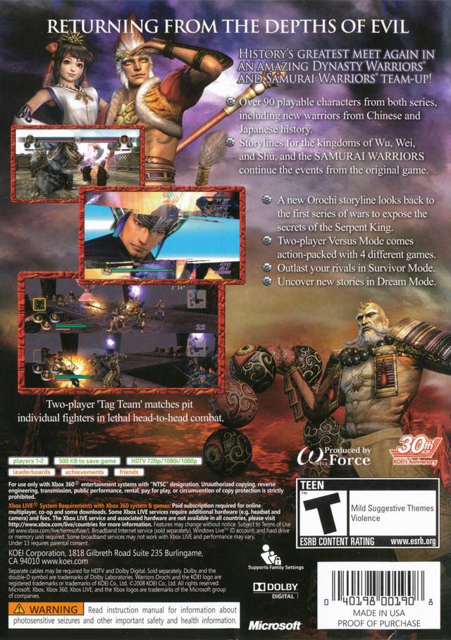 Warriors Orochi 2 - Xbox 360 [Pre-Owned] Video Games Koei
