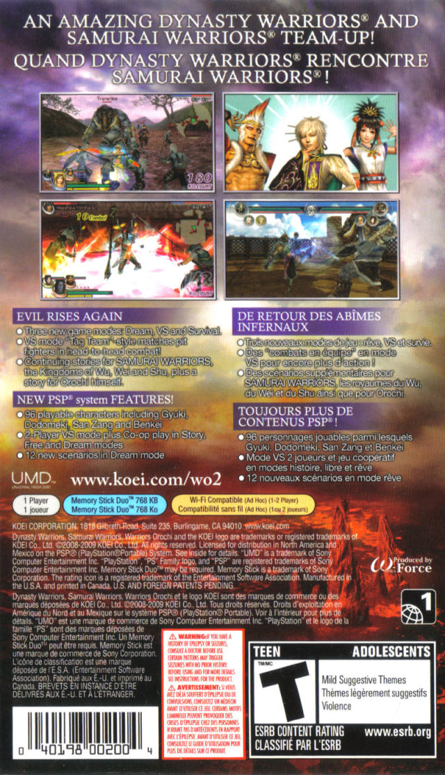 Warriors Orochi 2 - Sony PSP [Pre-Owned] Video Games Koei   