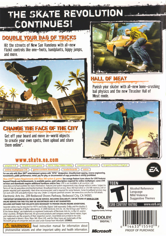 Skate 2 (Platinum Hits) - Xbox 360 [Pre-Owned] Video Games EA Games   