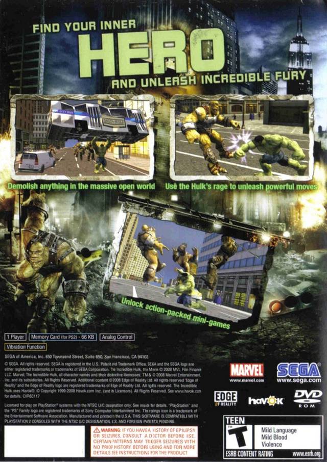 The Incredible Hulk - (PS2) PlayStation 2 [Pre-Owned] Video Games Sega   