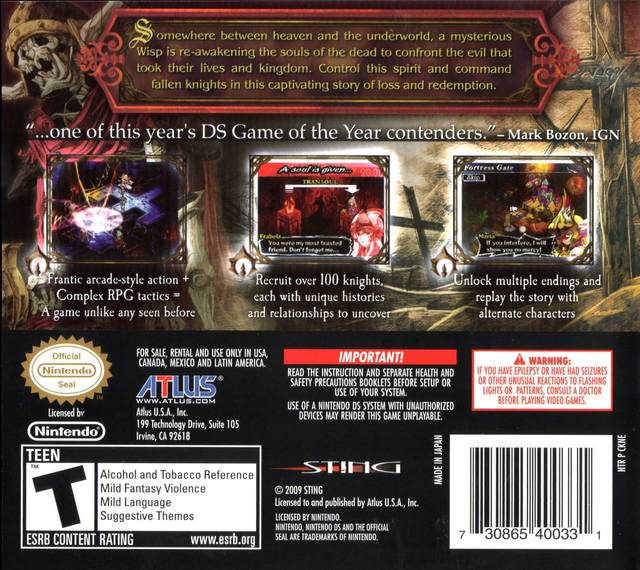 Knights in the Nightmare - (NDS) Nintendo DS [Pre-Owned] Video Games Atlus   