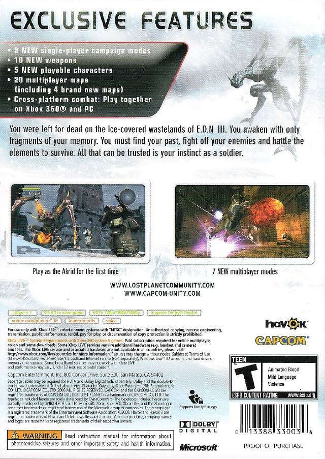 Lost Planet: Extreme Condition Colonies Edition (Platinum Hits) - Xbox 360 Video Games Capcom   