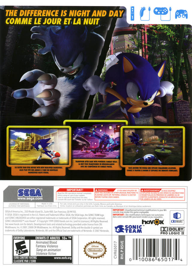 Sonic Unleashed - Nintendo Wii [Pre-Owned] Video Games Sega   