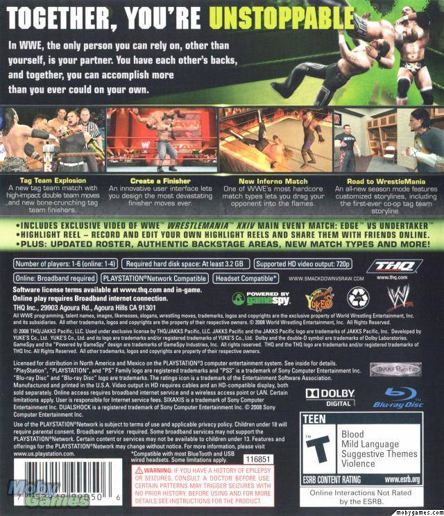 WWE SmackDown vs. Raw 2009 - (PS3) PlayStation 3 [Pre-Owned] Video Games THQ   