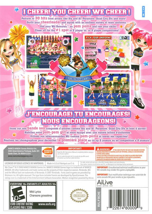 We Cheer - Nintendo Wii [Pre-Owned] Video Games Namco Bandai Games   