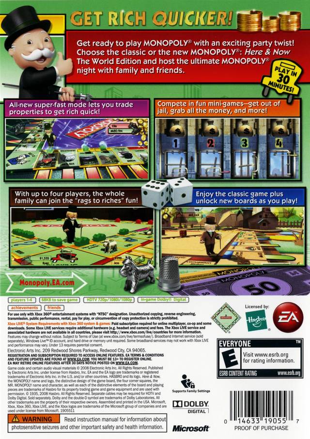 Monopoly - Xbox 360 [Pre-Owned] Video Games Electronic Arts   