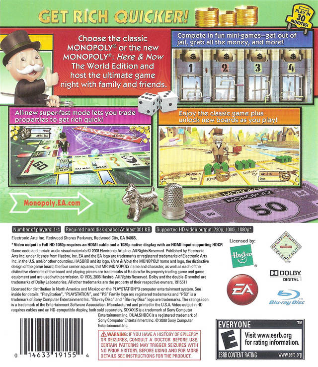Monopoly - (PS3) PlayStation 3 [Pre-Owned] Video Games Electronic Arts   