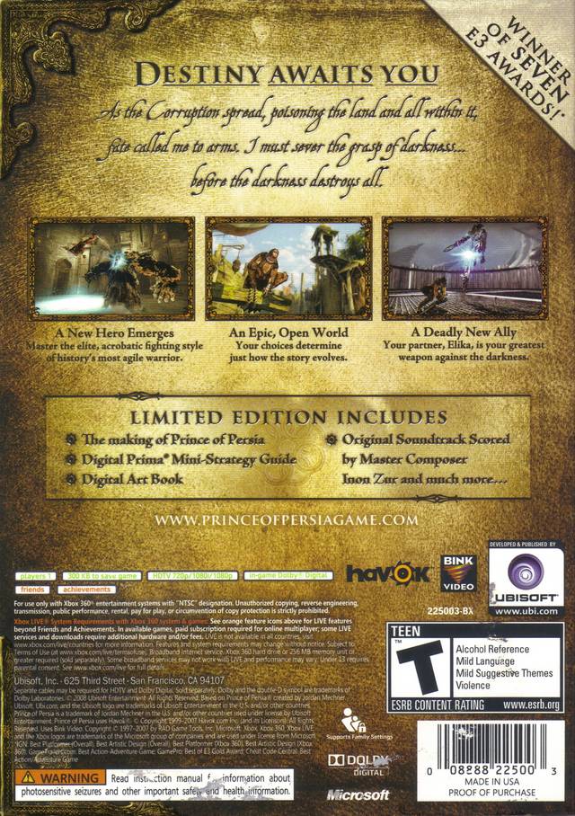 Prince of Persia (Limited Edition) - Xbox 360 [Pre-Owned] Video Games Ubisoft