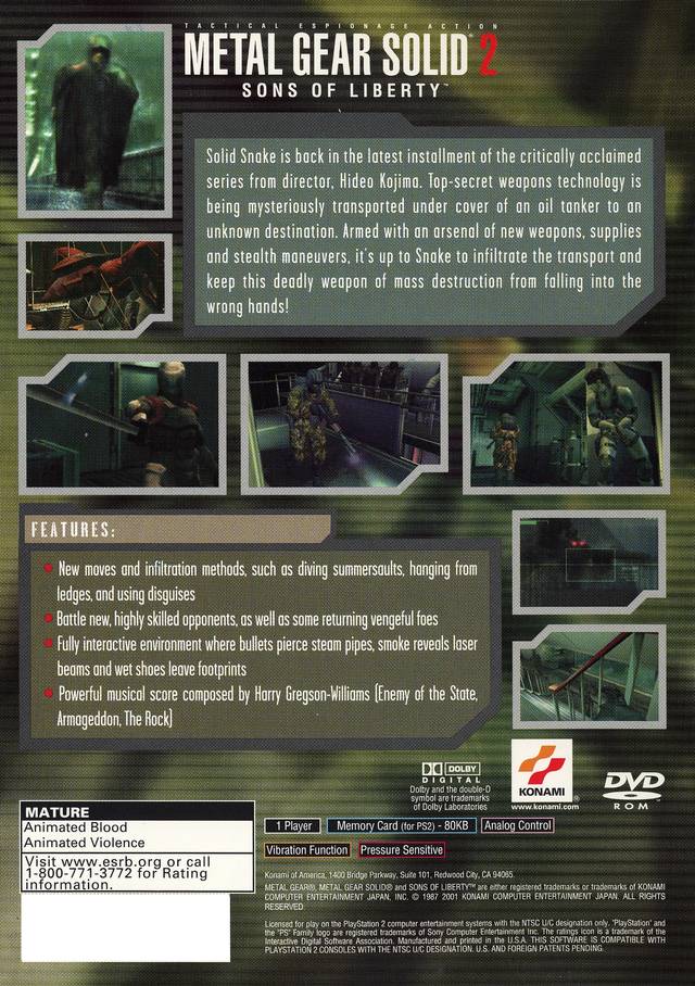 Metal Gear Solid 2: Sons of Liberty - (PS2) PlayStation 2 [Pre-Owned] Video Games Konami   