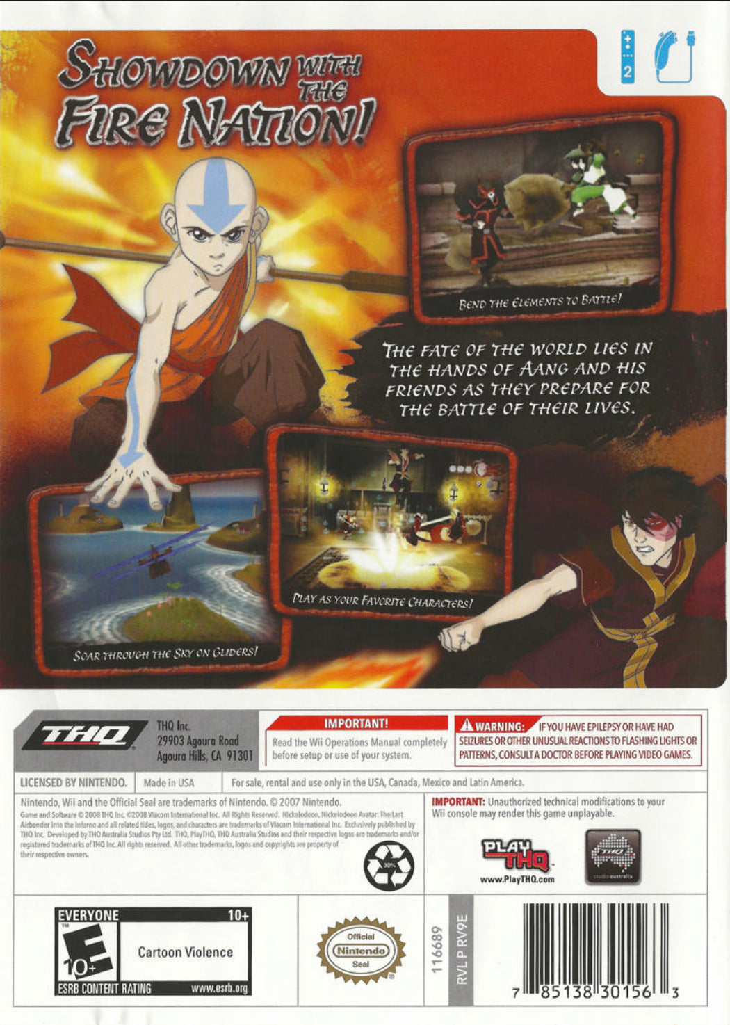 Avatar: The Last Airbender - Into the Inferno - Nintendo Wii [Pre-Owned] Video Games THQ   