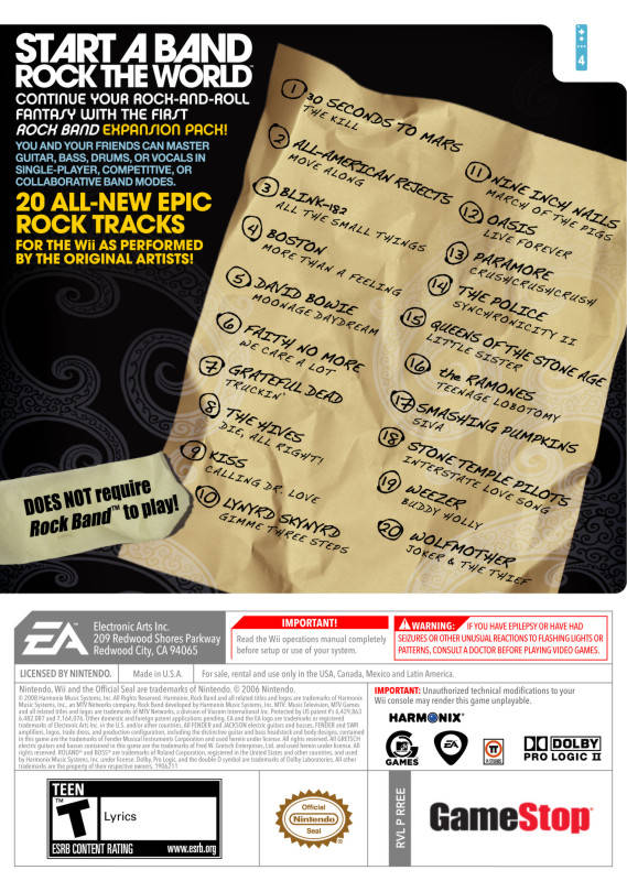 Rock Band Track Pack: Volume 1 - Nintendo Wii [Pre-Owned] Video Games MTV Games   