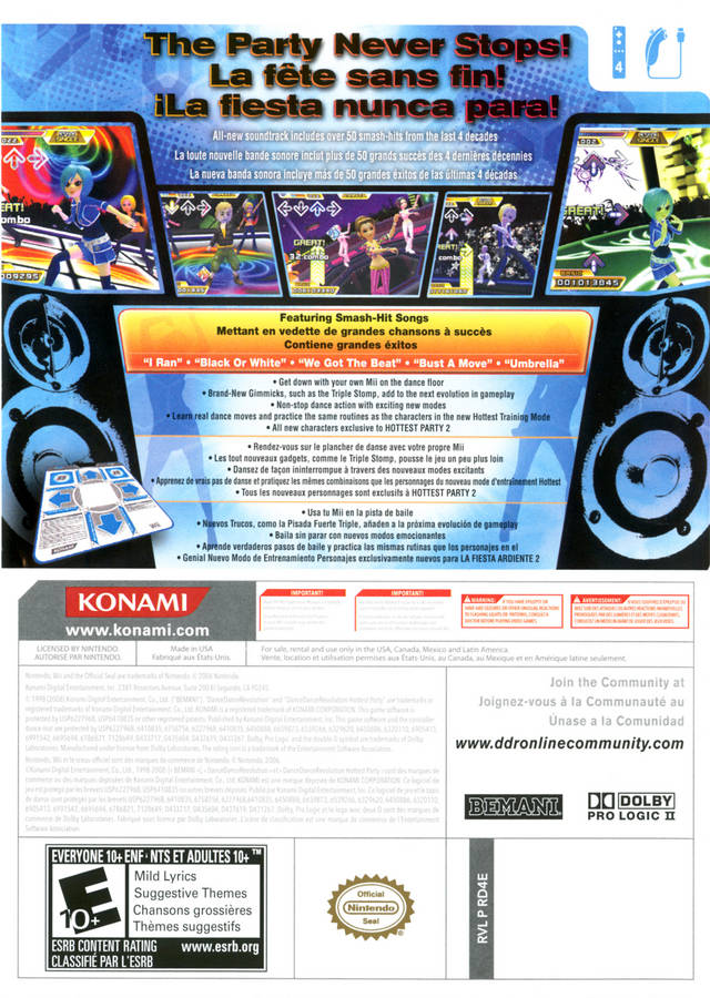 Dance Dance Revolution: Hottest Party 2 - Nintendo Wii [Pre-Owned] Video Games Konami   