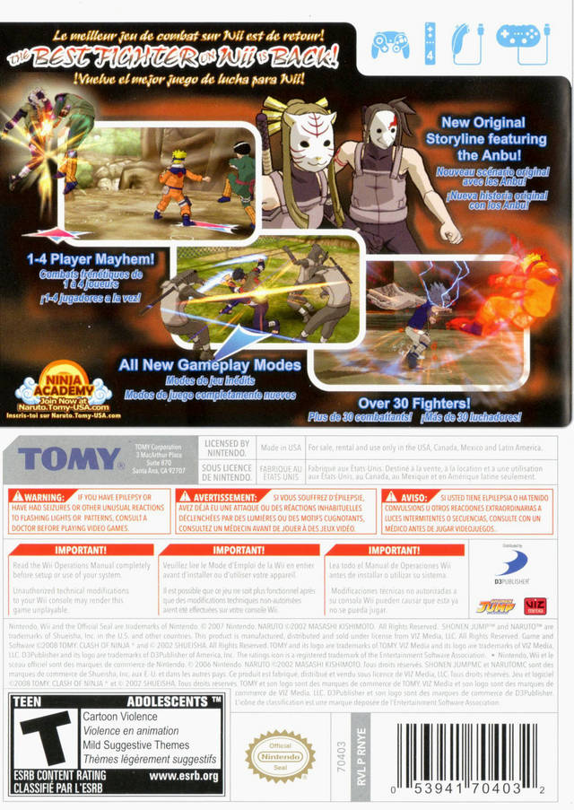 Naruto: Clash of Ninja Revolution 2 - Nintendo Wii [Pre-Owned] Video Games Tomy Corporation   