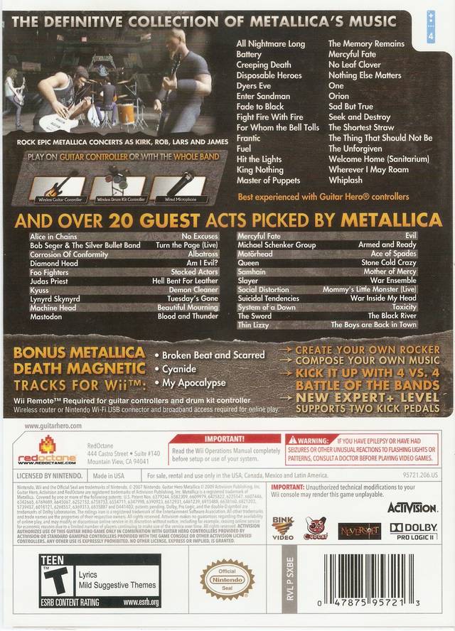 Guitar Hero: Metallica - Nintendo Wii [Pre-Owned] Video Games Activision   